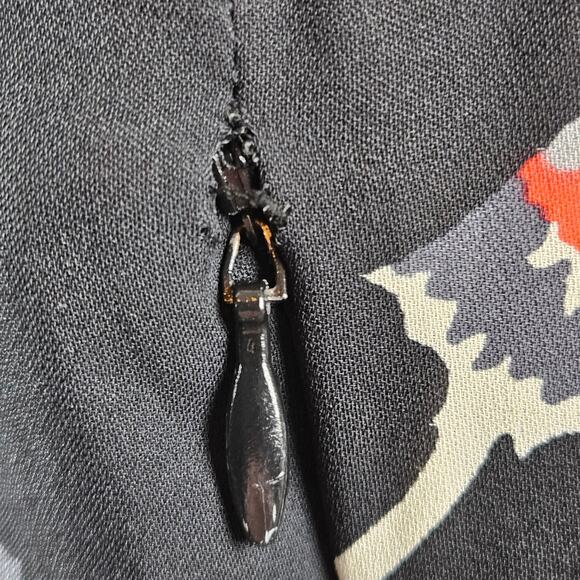 Milly Women's Poppy Floral Print Silk Black Red Dress | FLAWS | 8 - Picture 10 of 16